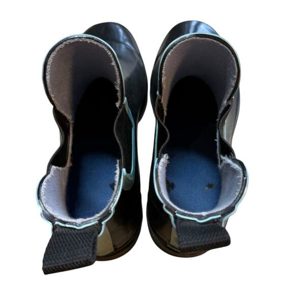 Tamara Henriques short rain boots black with turquoise accent 7.5 - Picture 8 of 9